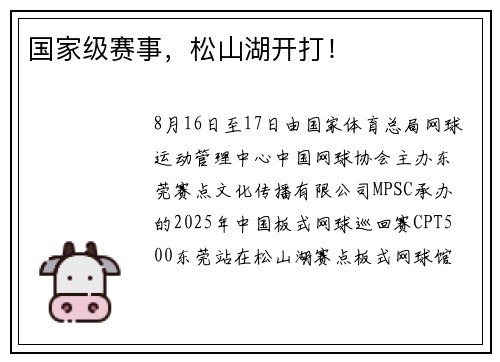 国家级赛事，松山湖开打！